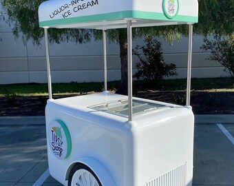 MOBILE FREEZER CART Gelato Cart Ice Cream Cart  Branding Cart Street Vendor Cart Scooped Ice Cream Branding Ice Cream Tubs Street Cart