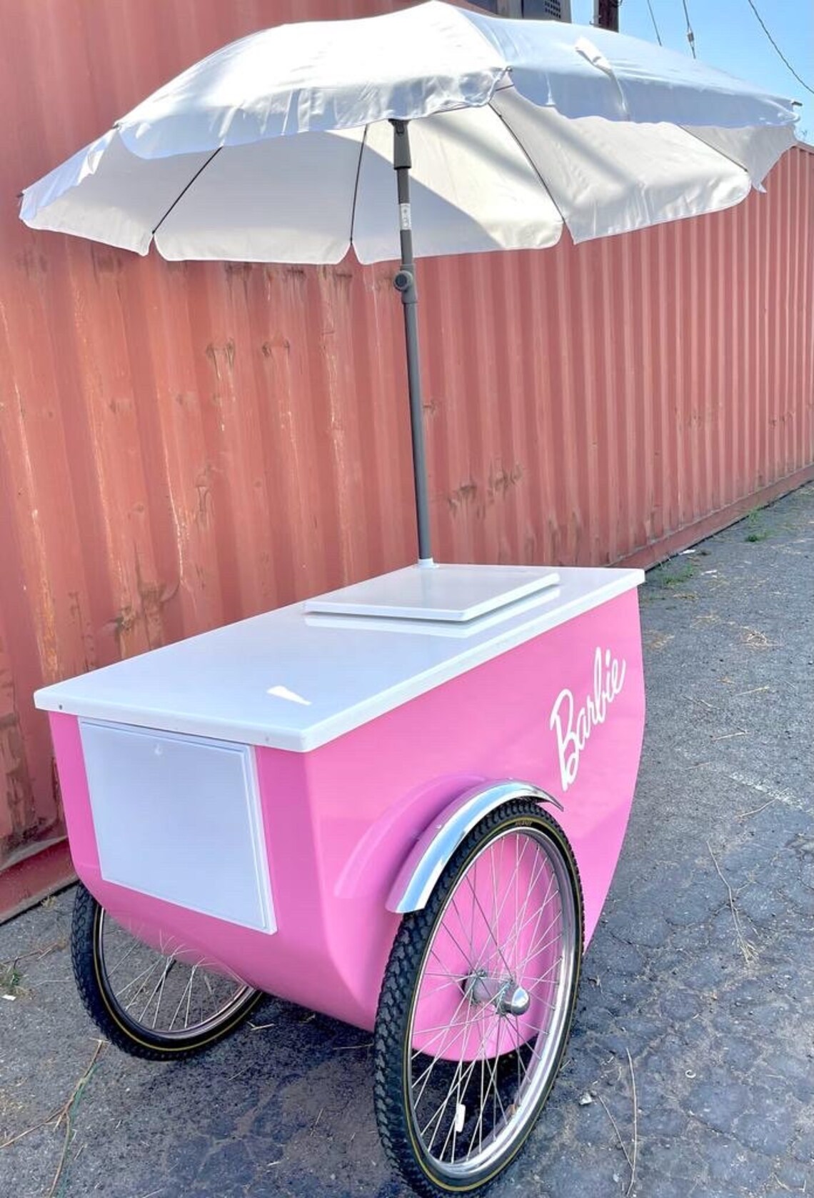PINK COOLER CART Ice Cream Barbie Cart Catering Party Carts Barbie Push
