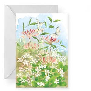 Carte de téterelle et de papillon/ Carte florale d'été/ Carte vierge/ Rebecca Spikings