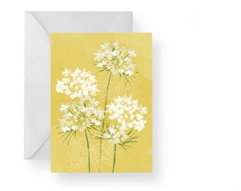 Cow Parsley Card/ Contemporary Floral Card/ Summer Meadow Card/Rebecca Spikings