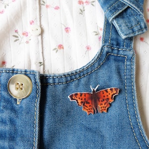 Comma Butterfly Pin Badge/ Comma Butterfly Broach/ Spring gift/ Rebecca Spikings