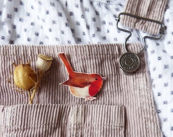 Badge merle des bois, broche oiseau printanier
