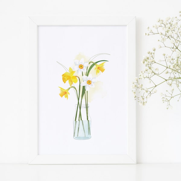 Daffodil print/ Floral print/ Daffodil wall art/ Floral wall art/ Gallery wall/ Spring Flowers/Spring Gift/ Rebecca Spikings