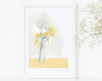 Buttercups Art Print/ A4 Print/ Floral Print/ Gallery Wall/ Rebecca Spikings