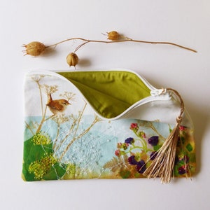 Portefeuille brodé à la main/Trousse de maquillage brodée à la main avec motif troglodyte de l'automne/Porte-monnaie brodé à la main/Pointes Rebecca