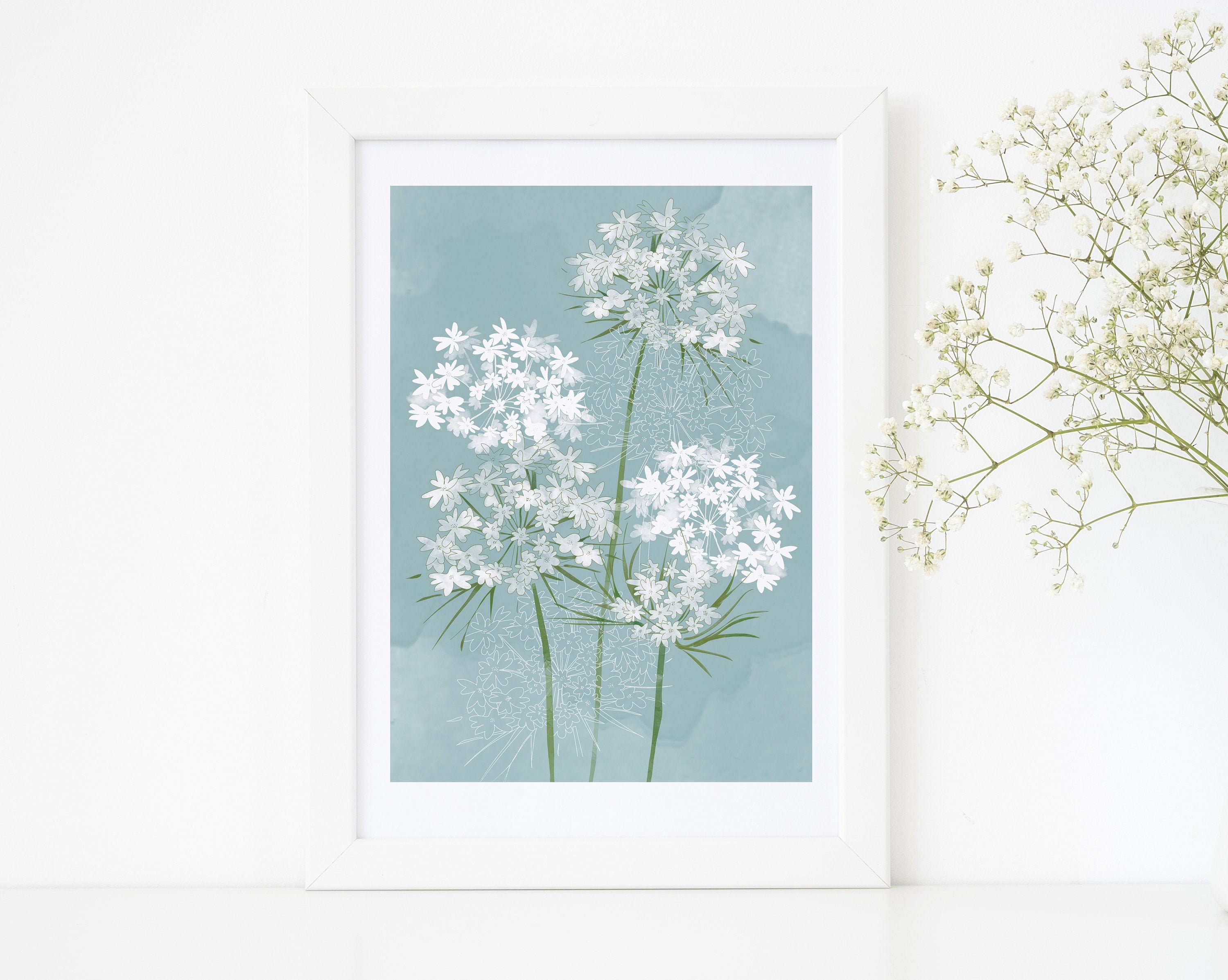 Cow Parsley Art Print/ Summer Meadow Wall Art/ Cow Parsley Etsy UK