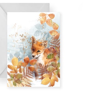 Carte Winter Fox/ Carte Fox de Noël/ Carte Woodland d’hiver/ Carte de Noël vierge/ Rebecca Spikings