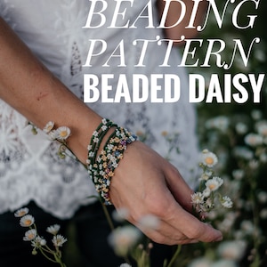 DIY beaded daisy flowers bracelet or choker, daisy seed bead chain necklace patterns