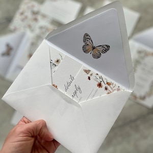 Butterfly Envelope Liner Floral Butterfly Garden Wedding Liner Butterfly Floral Design image 2