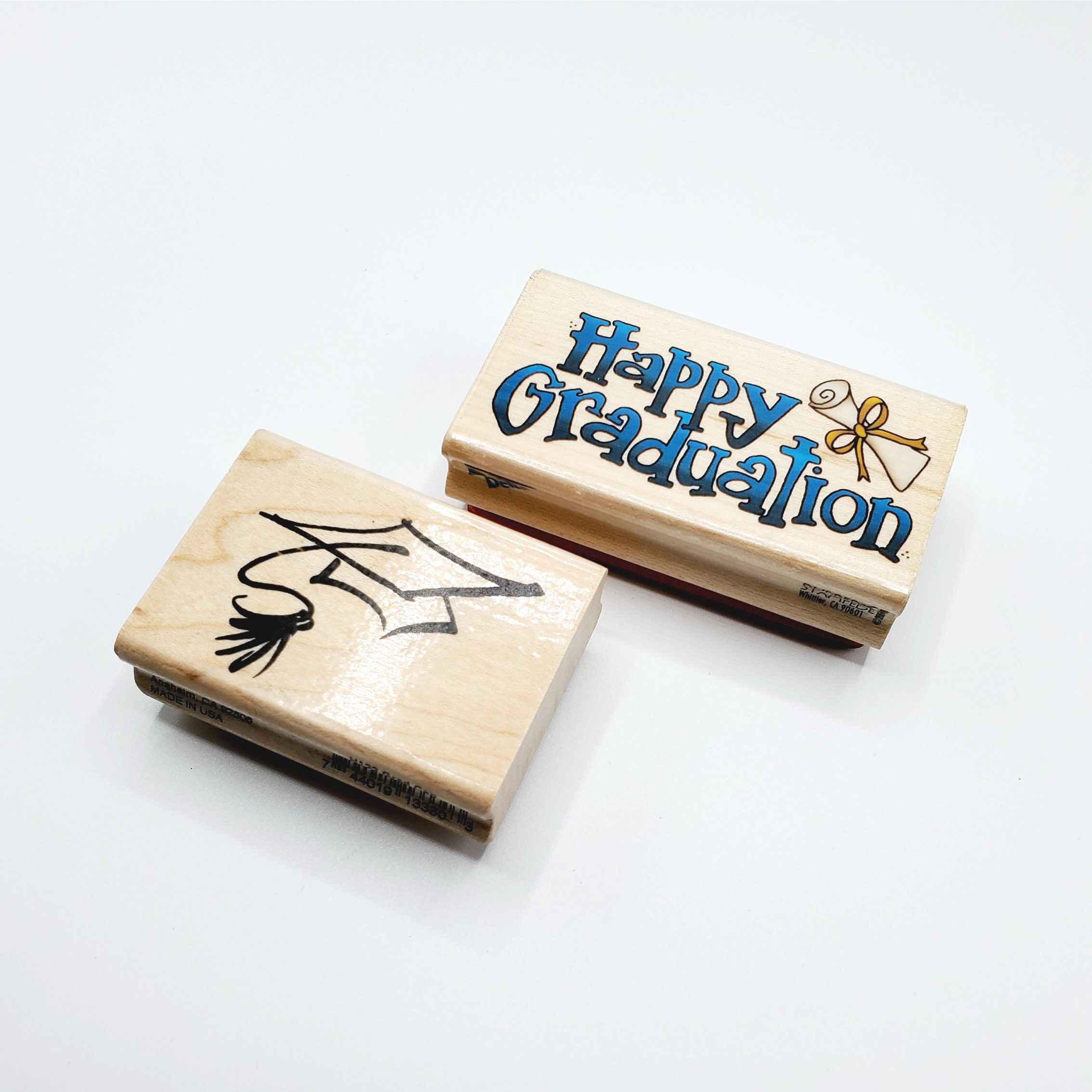 Used Graduation Wood Rubber Stamps Etsy