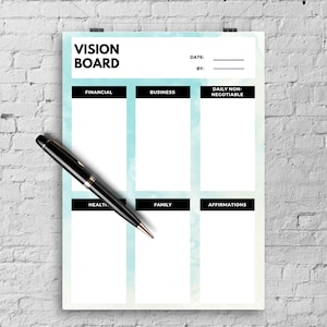 Vision Board Template Printable, Water Color Vision Board, Instant Download, DIGITAL DOWNLOAD