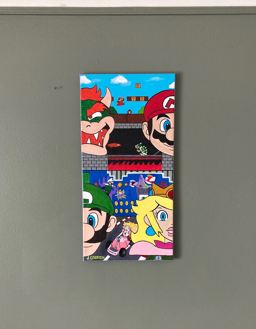 Hand-painted Super Mario Canvas | Retro Video Game Art - Etsy