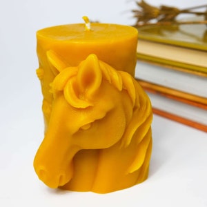 Horse - Large Beeswax Pillar Candle | Gift for Horse Lover | Birthday Gift | Non-Toxic Candle | Natural & Organic | Animal Shaped Candle