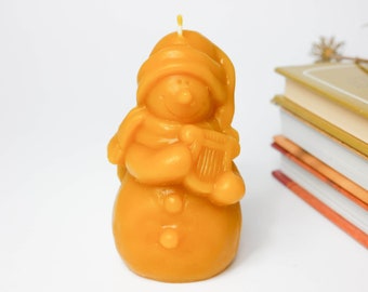 Large Snowman Beeswax Candle | Organic Candle | Non-Toxic Candle | Handmade Gift Candle | Home Decor | Natural Candle | Snowman Candle