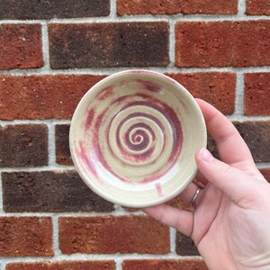 Rustic pink and white Ring, Trinket Dish, Ceramics, Handmade
