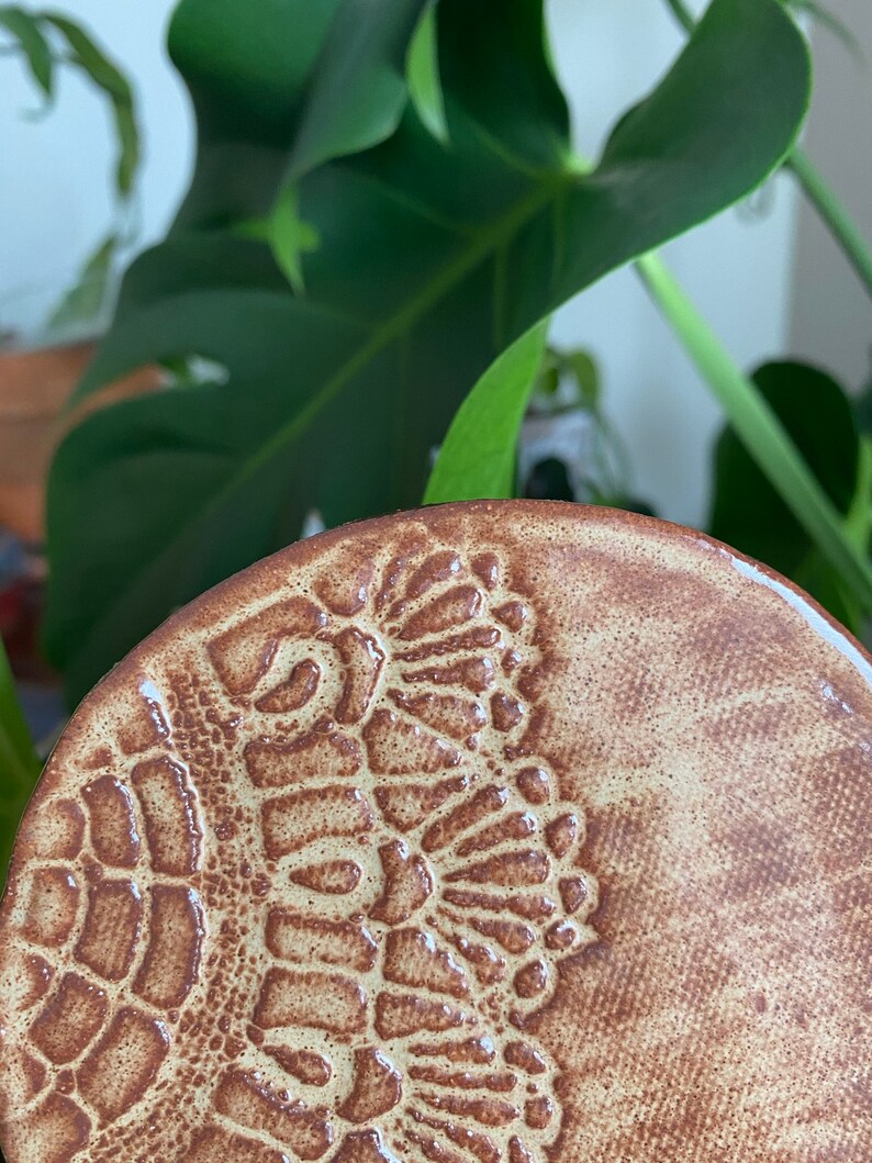 Handmade Set of Four Sandstone or Aegean Blue Ceramic Coasters