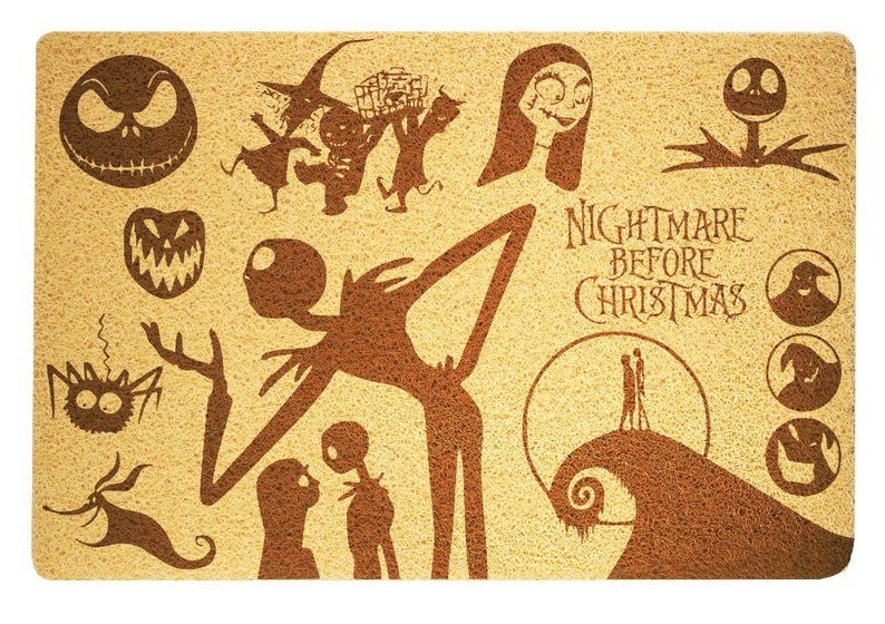 Nightmare Before Christmas Welcome Door Mat Funny Custom Outdoor Art Personalized Wedding Christmas Anniversary Birthday Gift Idea For Him
