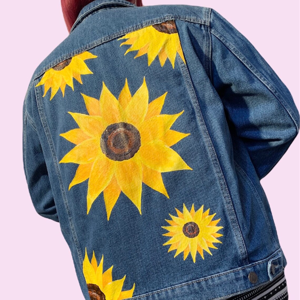 Sunflower Denim Jacket Hand Painted Jacket Custom Jean Etsy UK