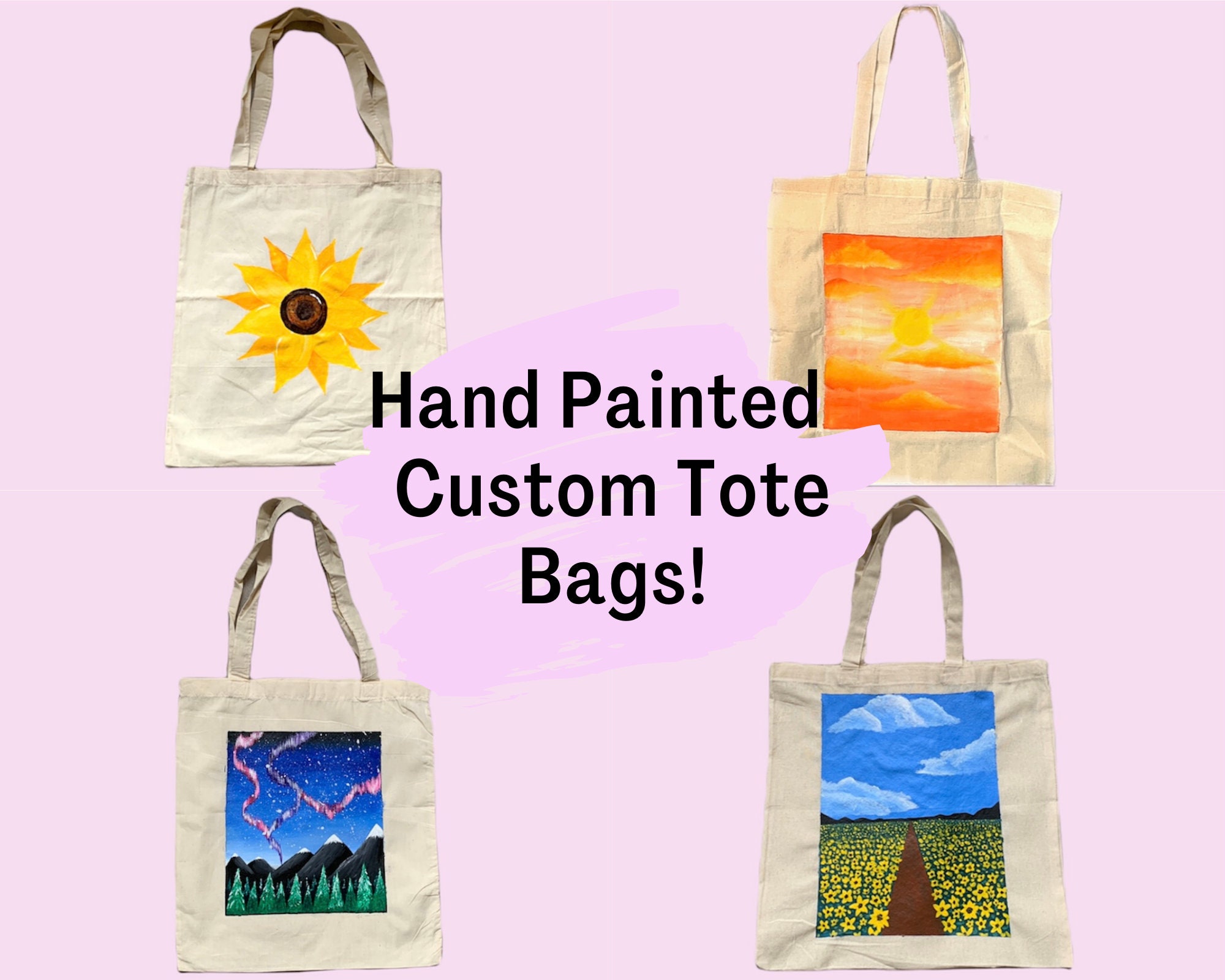 Custom Tote Bag Hand Painted Bag Personalised Reusable Bag 