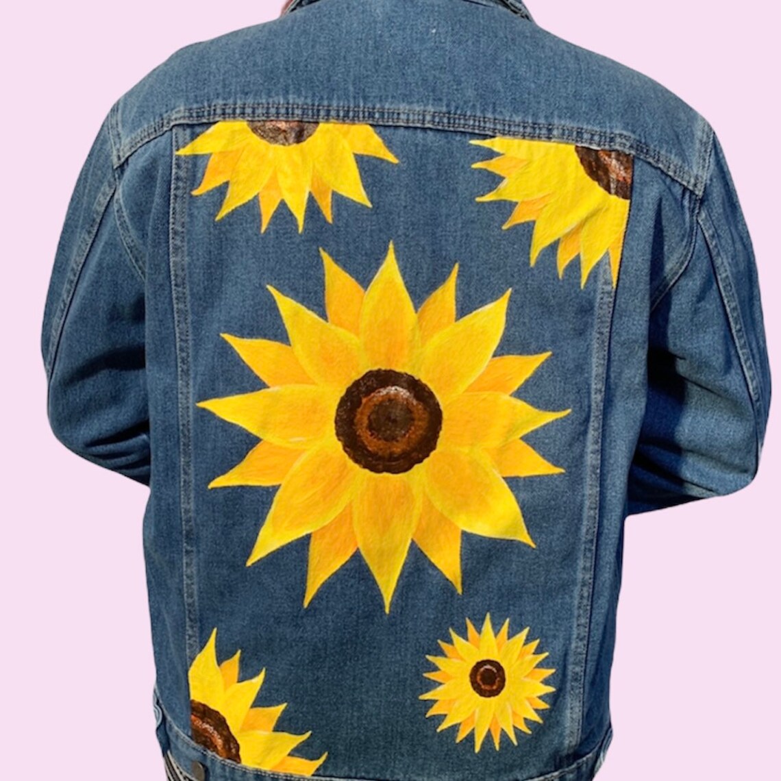 Sunflower Denim Jacket Hand Painted Jacket Custom Jean Etsy UK