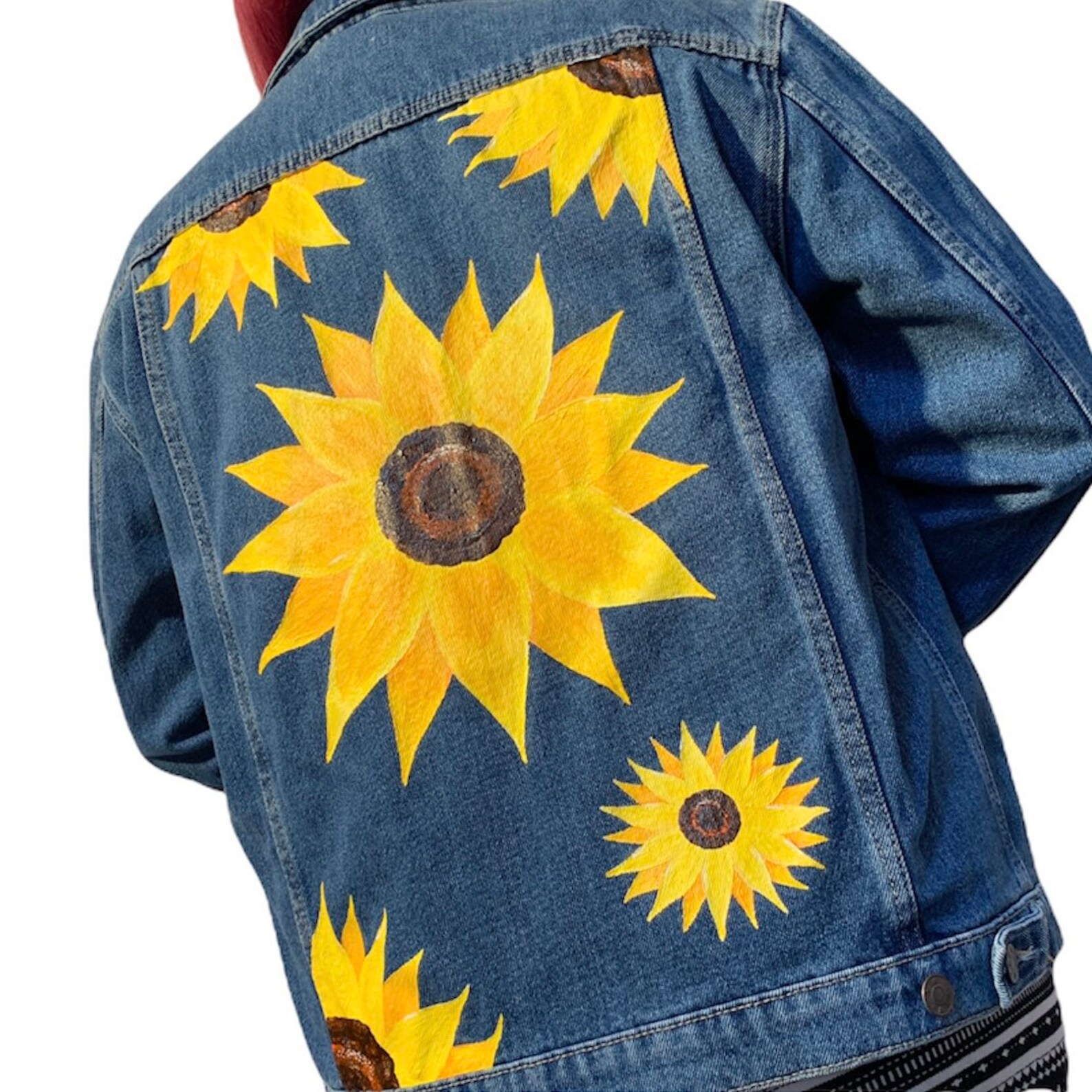 Sunflower Denim Jacket Hand Painted Jacket Custom Jean Etsy