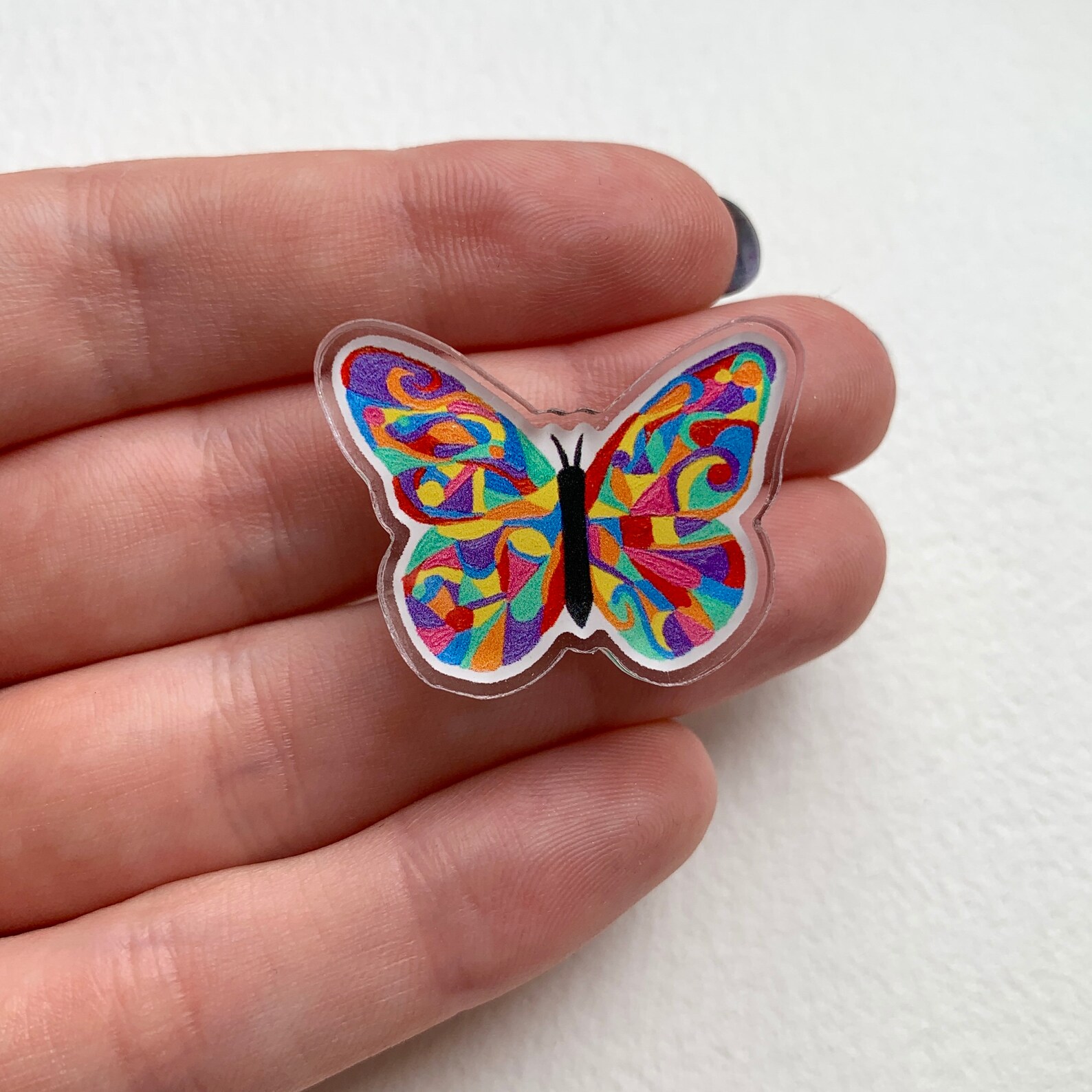 Butterfly Pin Badge Butterfly Badge Artwork Acrylic Pin Etsy