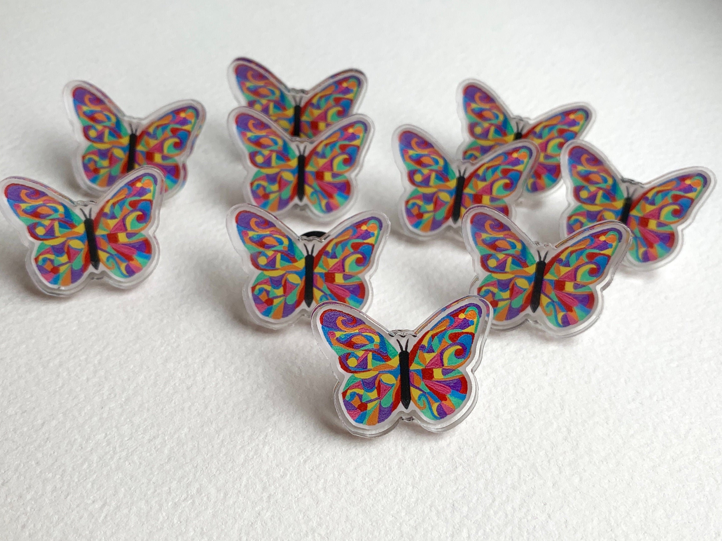 Butterfly Pin Badge Butterfly Badge Artwork Acrylic Pin Etsy