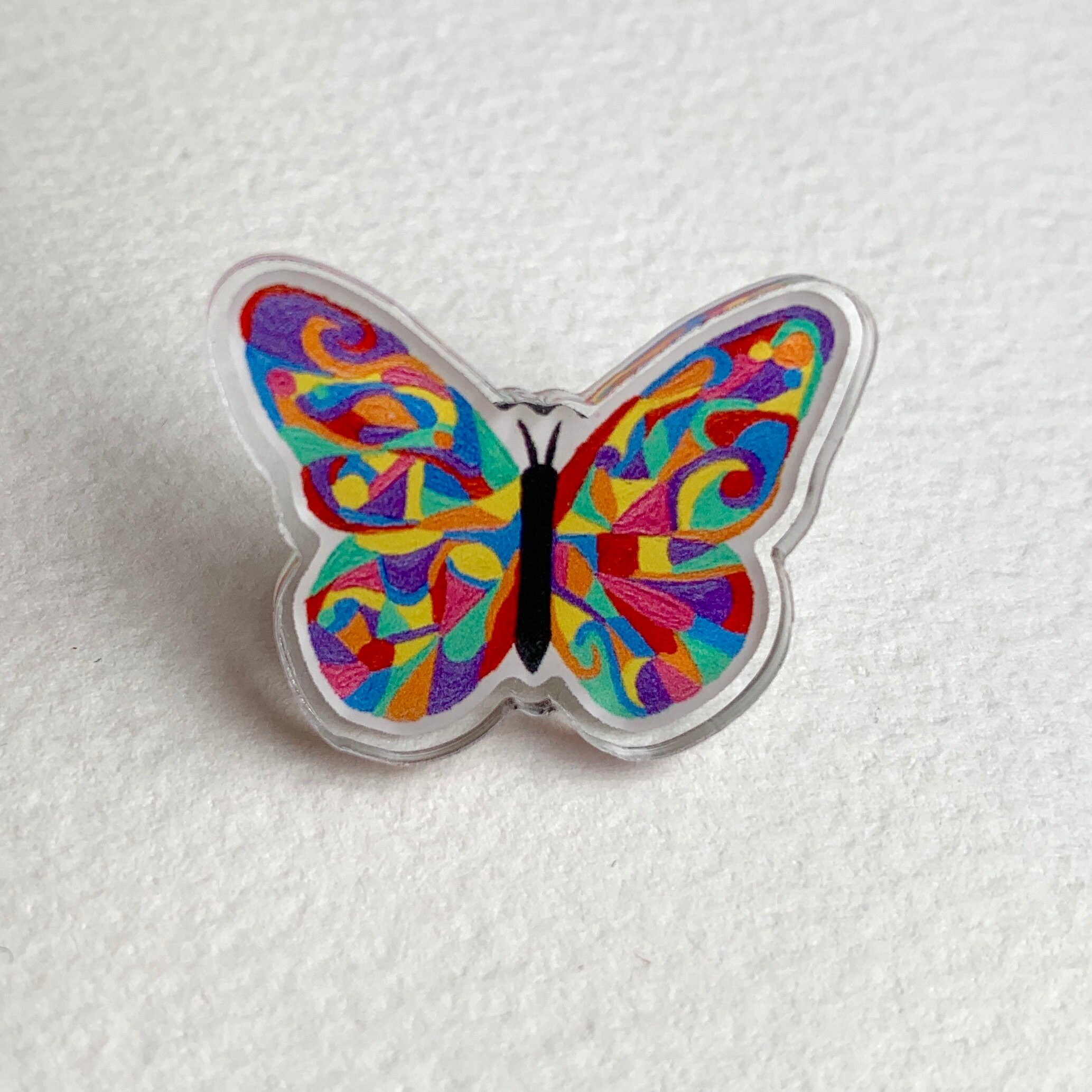 Butterfly Pin Badge Butterfly Badge Artwork Acrylic Pin Etsy