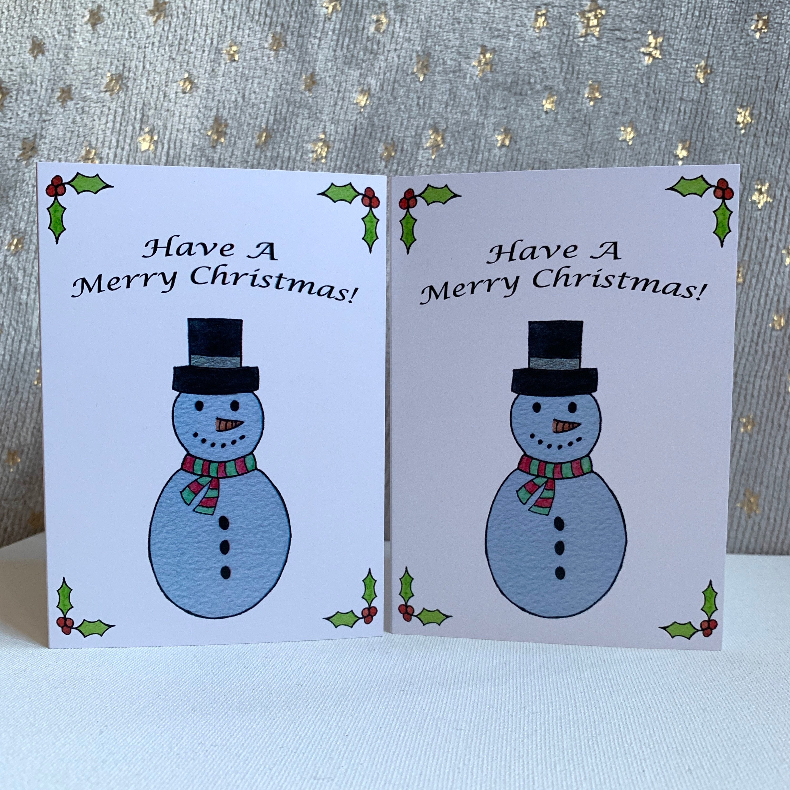 Snowman Christmas Card Watercolour Christmas Cards Handmade