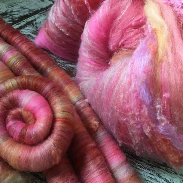WHAM.. 150g approx Handdyed. Hand blended Merino fibre pack. Handspinners. Weave. Felting. Knitting. Crochet. Crafting supplies.