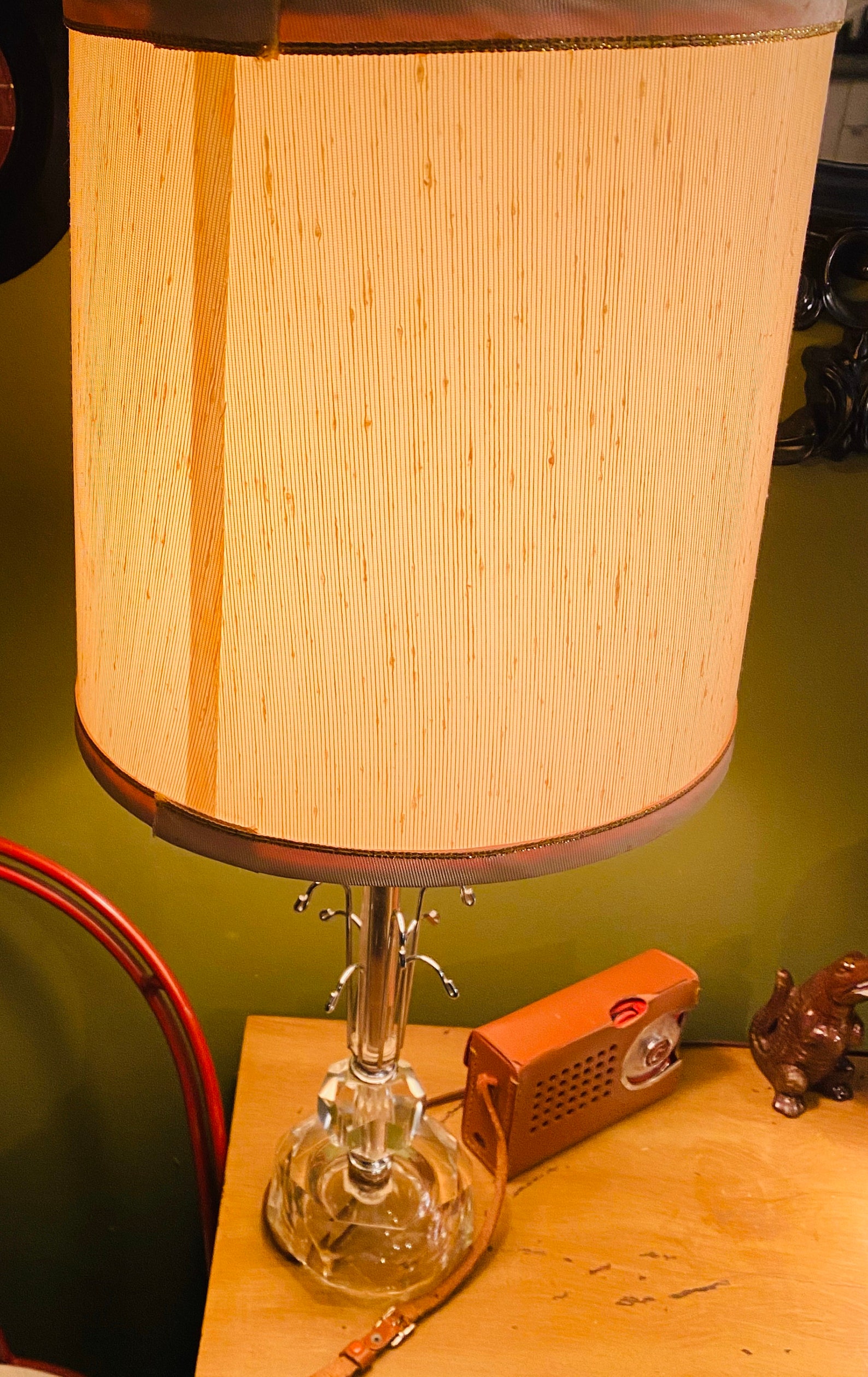 Vintage Underwriters Laboratories Glass Lamp and Original Shade Desk