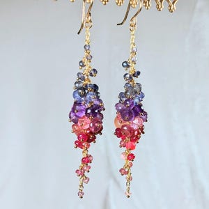 Rainbow Gemstone Dangle Earrings: 14k Gold Filled, Iolite Amethyst