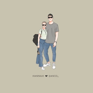 Another year of loving you - Anniversary Gift for Girlfriend, Girlfriend Gift, Cartoon Portrait illustration, Cartoon Commission Couple