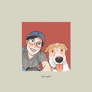 Custom drawing from photo to caricature Cartoon drawing painting from photo Cartoon my pet and owner Caricature portrait with pet