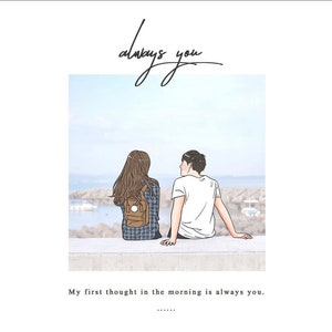 Creative Gifts for boyfriend birthday, Minimal Portrait from photo, Hand Painted Anniversary gifts for him, Cartoon Painting