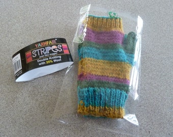 New hand knitted woman's FINGERLESS MITTENS 25% wool/ Medium