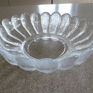 Vintage hand blown flower shaped CRYSTAL GLASS BOWL from Sweden