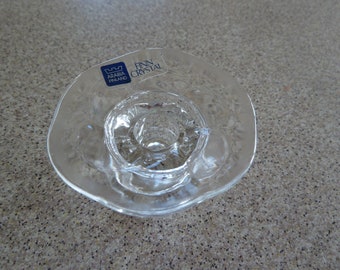 Fin crystal glass &#39;Arabia Finland&#39; lily CANDLE HOLDER