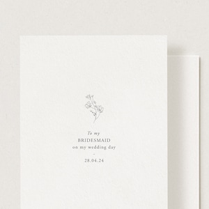 Für meine Brautjungfer an meinem Hochzeitstag, Trauzeugin, Groomsman, Eltern, Mama, Papa, Großeltern an meinem Hochzeitstag, Brautjungfer Karte