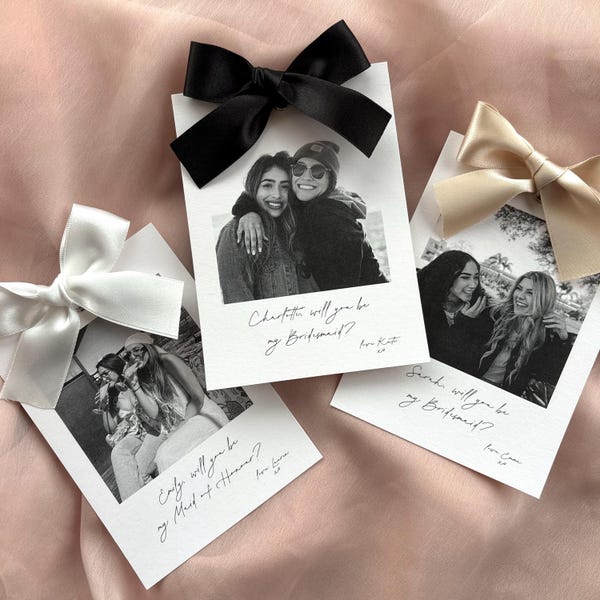 Biglietto di proposta di matrimonio personalizzato con foto e fiocco