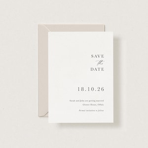 Tarjetas de invitación para guardar la fecha Ruby IMPRESAS + ENVIADAS, invitación para guardar la fecha minimalista moderna, tarjeta de invitación para guardar la fecha para bodas sencilla con sobres gratuitos,