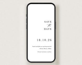 Personalised Digital Ruby Save the Date file, Minimal e-invite, Save the Evening e-invite, Electronic Wedding Invitation, Send via WhatsApp