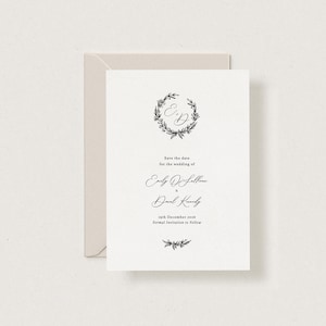 GEDRUKT + VERZONDEN Mila Save the Date-kaarten, moderne minimalistische Save the Date-kaarten, eenvoudige bruiloft Save the Date-kaart met gratis enveloppen,