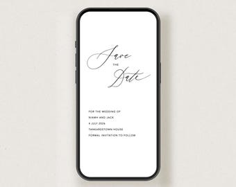 Personalised Digital Amelie Save the Date file, Minimal e-invite, Save the Evening e-invite, Electronic Wedding Invitation, Via WhatsApp