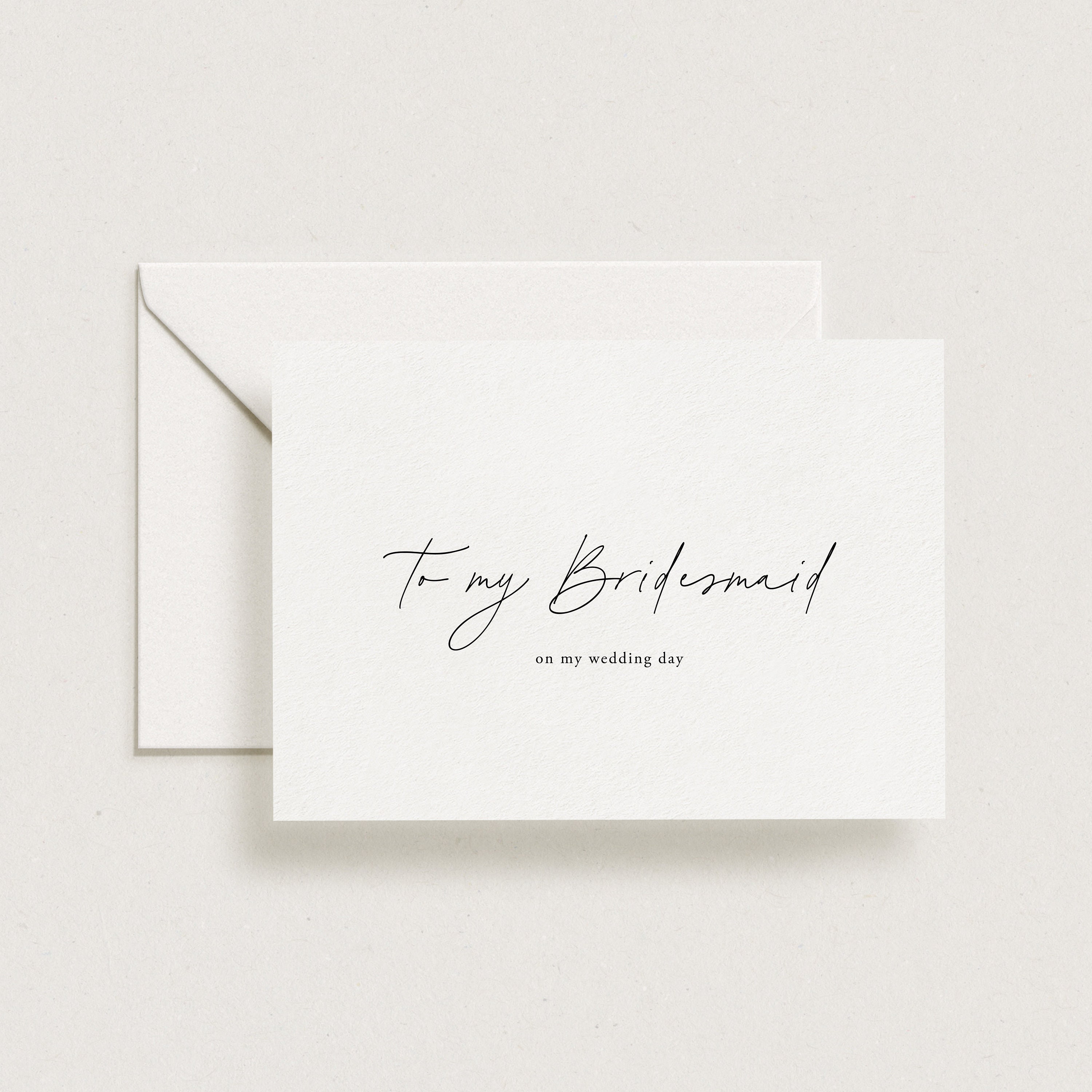 To My Bridesmaid On My Wedding Day Card , Calligraphy Wedding Day Card, Wedding Thank You Card, Parents, Mum, Dad, Grandparents Wedding Card