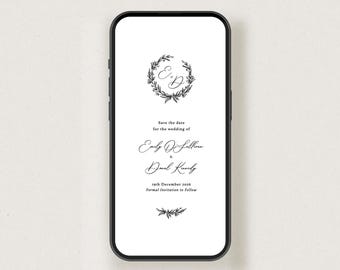 Personalised Digital Mila Save the Date file, Minimal e-invite, Save the Evening e-invite, Electronic Wedding Invitation, Send via WhatsApp