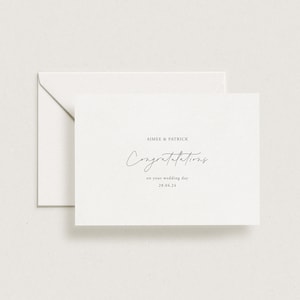 Cartão de parabéns pelo seu dia de casamento, cartão personalizado para o dia do casamento, cartão com nomes e datas mínimas para o dia do casamento, impressão de cartão para emoldurar