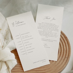 Wedding Order Of Events Card, Wedding Timeline Card