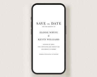 Personalised Digital Matilda Save the Date file, Minimal e-invite, Save the Evening e-invite, Electronic Wedding Invitation, Via WhatsApp