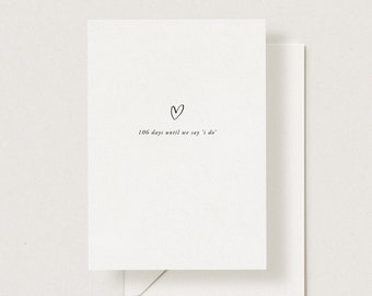 Personalised Day's until we say I do Card, Wedding Day Card, Husband, Wife card, minimal Love Card, valentines card, modern love card
